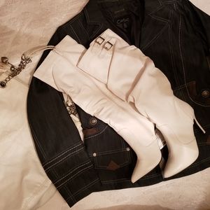 New in Box sz6.5 Breckelles White Tall Dress Boots